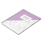 ブラック水玉模様赤面薄紫収縮パターン ノートブック (左側)