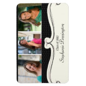 ブラック水玉模様3フォトカスタムグラデーション磁石 マグネット (縦)