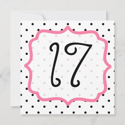 ブラック水玉模様&ピンクの誕生日パーティー 招待状 (裏面)
