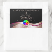 ブラック波状バラ金ゴールドロゴモノグラム製品ラベル 長方形シール (バッグ)