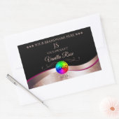 ブラック波状バラ金ゴールドロゴモノグラム製品ラベル 長方形シール (封筒)