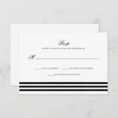 ブラック洗練されたストライプウェディングRSVP 出欠カード (正面/裏面)