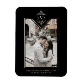 ブラック洗練されたフローリッシュシックゴールデンイニシャル マグネット