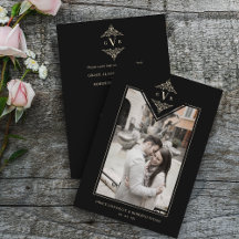 ブラック洗練されたフローリッシュシックゴールデンイニシャル