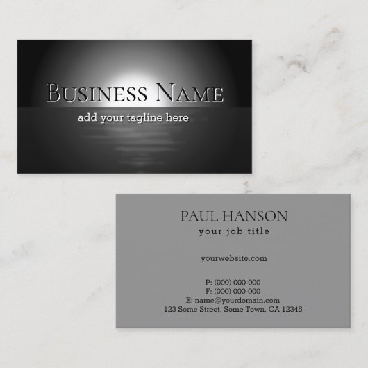 ブラック海ナイトムーンバックグラウンドプロフェッショナル 名刺 (正面/裏面)