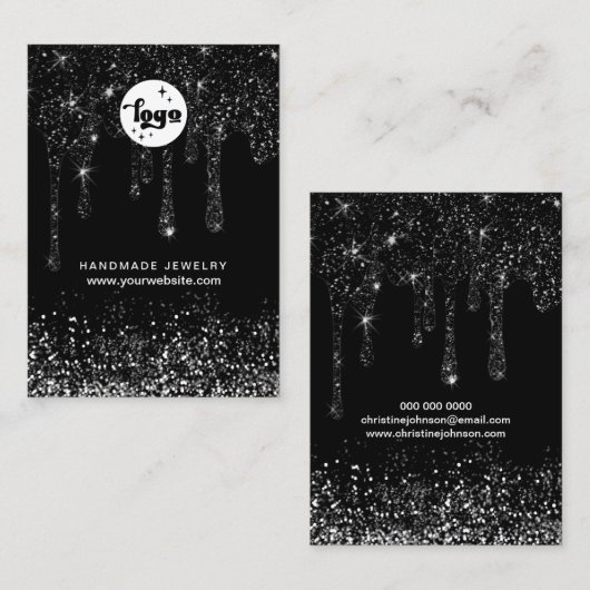 ブラック滴下グリッター表示カード 名刺 (正面/裏面)