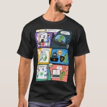 ブラック漫画グリーンAIプロテクターマンTシャツ