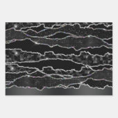 ブラック炭グレー銀箔グリッター ラッピングペーパーシート (正面2)