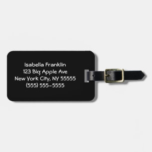 ブラック無地のカラーかわいいミニマル ラゲッジタグ