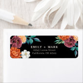 ブラック焦げオレンジ秋の結婚式差出人住所 ラベル (インサイチュ)