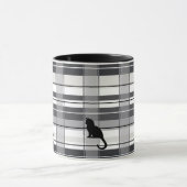 ブラック猫ちゃんオンプレイドセラミックマグカップ マグカップ (中央)