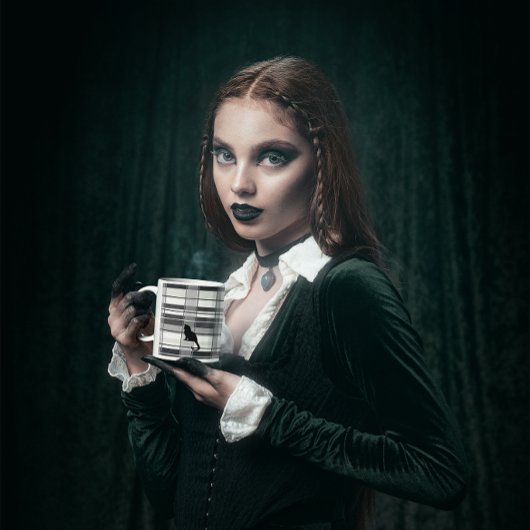 ブラック猫ちゃんオンプレイドセラミックマグカップ マグカップ