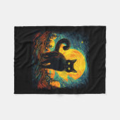 ブラック猫ヴィンテージレトロスタイル猫アートワーク猫Lov フリースブランケット (正面(横))