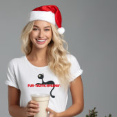 ブラック猫好きおもしろいのクリスマスレッドTシャツ Tシャツ