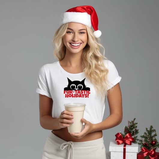 ブラック猫好きのおもしろいクリスマス名Tシャツ Tシャツ