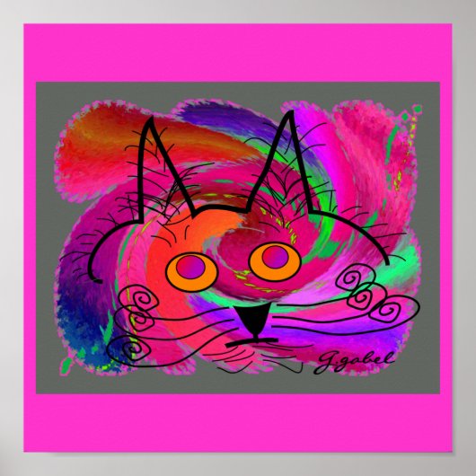 ブラック猫好きアートギフト ポスター (正面)