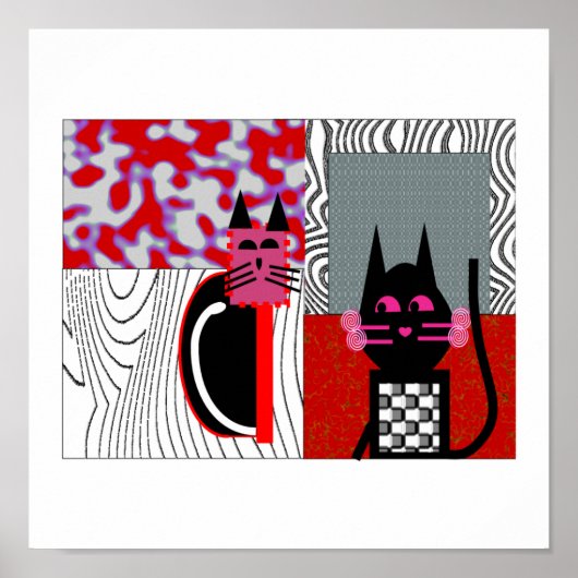 ブラック猫好きアートギフト ポスター (正面)