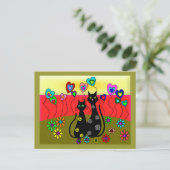 ブラック猫好きアートギフト ポストカード (スタンド正面)