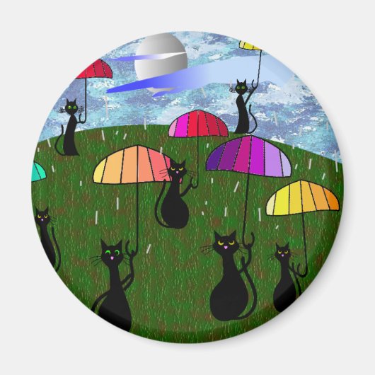 ブラック猫好きアートギフト マグネット (正面)