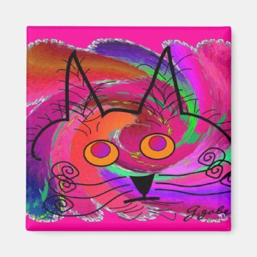 ブラック猫好きアートギフト マグネット (正面)