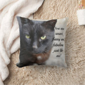 ブラック猫好きイメージとやる気を起こさせる引用文 クッション (ブランケット)