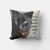 ブラック猫好きイメージとやる気を起こさせる引用文 クッション (正面)