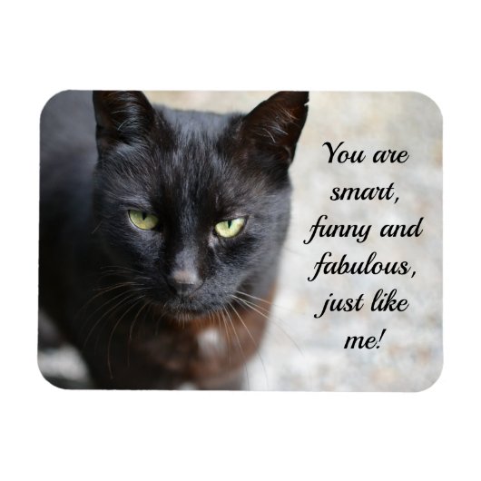 ブラック猫好きイメージとやる気を起こさせる引用文 マグネット (横)