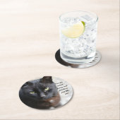 ブラック猫好きイメージとやる気を起こさせる引用文 ラウンドペーパーコースター (インサイチュ)