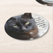 ブラック猫好きイメージとやる気を起こさせる引用文 ラウンドペーパーコースター (アングル)