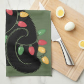 ブラック猫好きクリスマスキットギフトキャットママクリスマス キッチンタオル (四つ折り)