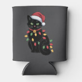 ブラック猫好きクリスマスキットギフトキャットママクリスマス 缶クーラー (正面)