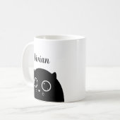 ブラック猫好き名前をカスタムするマグ コーヒーマグカップ (正面左)