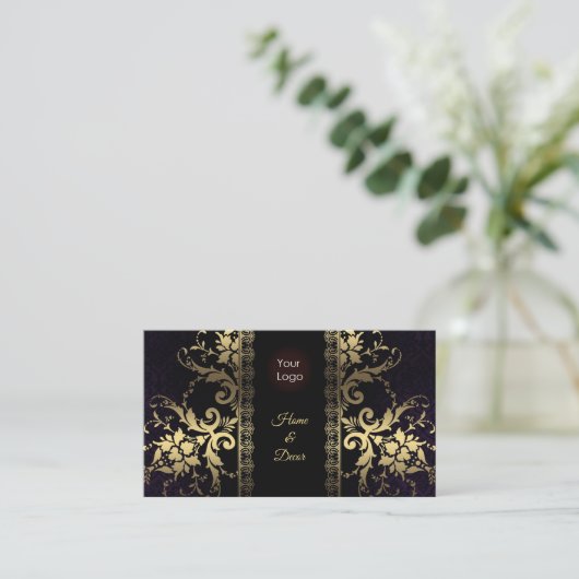 ブラック王室のおよび金ゴールドのカスタマイズ可能な名刺 名刺 (スタンド正面)