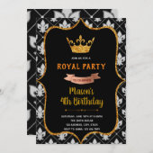 ブラック王室のクラウンテーマ招待状 招待状 (正面/裏面)