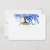 ブラック王室のズの青いハートリーフ結婚ツリー 出欠カード (裏面)