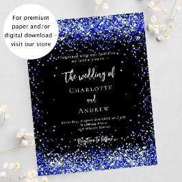 ブラック王室のブルー結婚式招待状