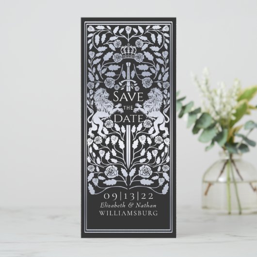 ブラック王室のライオン中世シルバー結婚ズ 招待状 (スタンド正面)