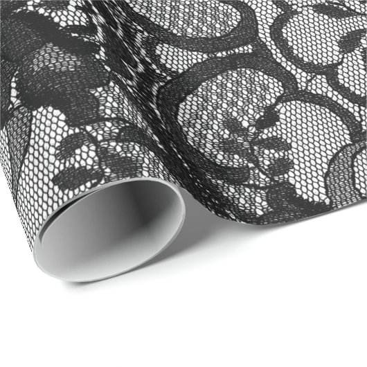 ブラック王室のヴィンテージフローラヴィンテージレース ラッピングペーパー (ロールコーナー)