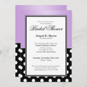 ブラック王室の水玉模様パープルブライダルシャワー 招待状 (正面/裏面)