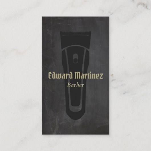 ブラック理容師ショップバーバーバーショップエレクトリックヘアクリッパー 名刺 (正面)