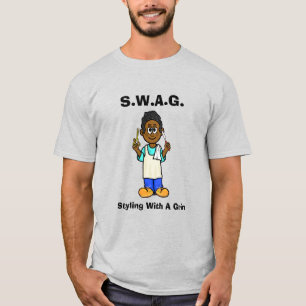ブラック理容師スワッグTシャツ Tシャツ