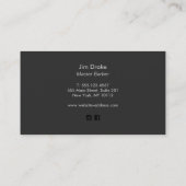 ブラック理容師ポールバーショップビジネスカード 名刺 (裏面)