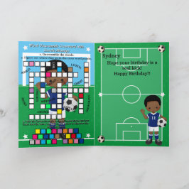 ブラック男子サッカー 秘密メッセージ ハッピーバースデー カード