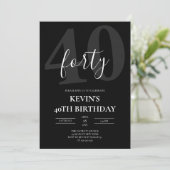 ブラック男性40歳の節目のお誕生日 招待状 (スタンド正面)