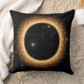 ブラック白熱［赤熱］光を放つホールゴールデンリングや輪宇宙アートデザイン クッション (ブランケット)