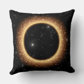 ブラック白熱［赤熱］光を放つホールゴールデンリングや輪宇宙アートデザイン クッション (裏面)