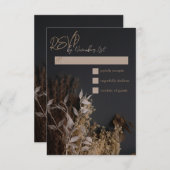 ブラック石板ボホ素朴フローラウェディングRSVPカード 出欠カード (正面/裏面)