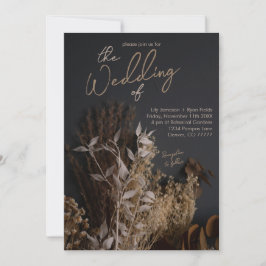 ブラック石板濃乾燥フローラボホ素朴結婚ズ 招待状