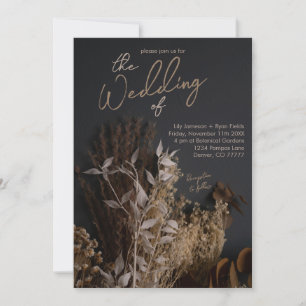 ブラック石板濃乾燥フローラボホ素朴結婚ズ 招待状