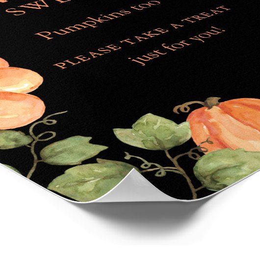 ブラック秋カボチャ赤ちゃんシャワーベビーは甘い ポスター (角)